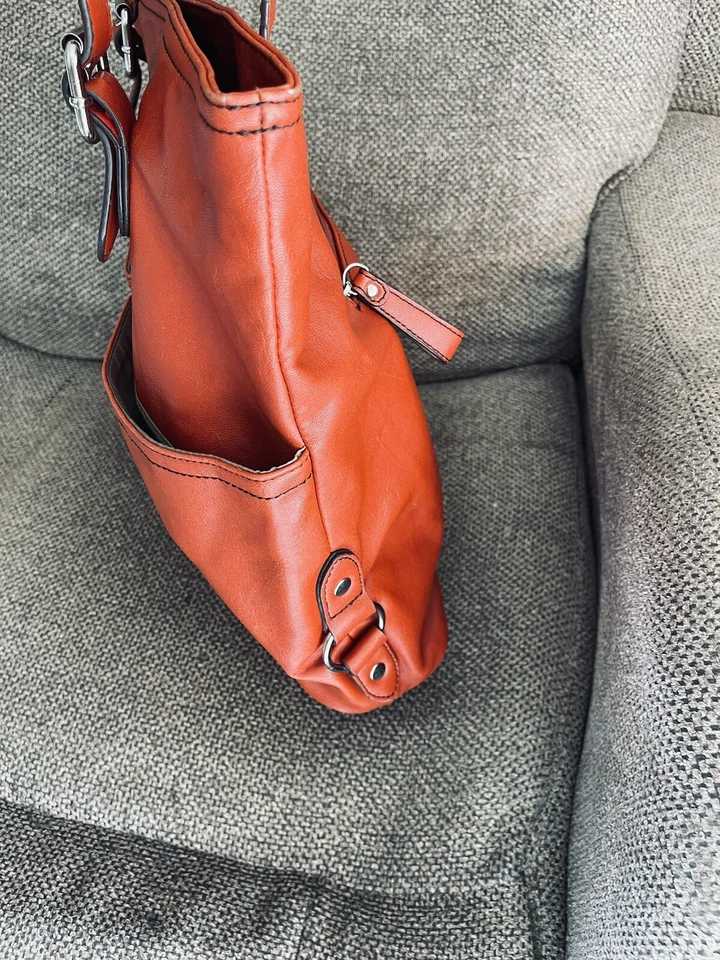 "De colección Reliquia Bandolera Rojo Naranja Cartera Imitación Cuero Bolso de Hombro Bolso de Mano 13x13x3.5""" Foto 3 de 4