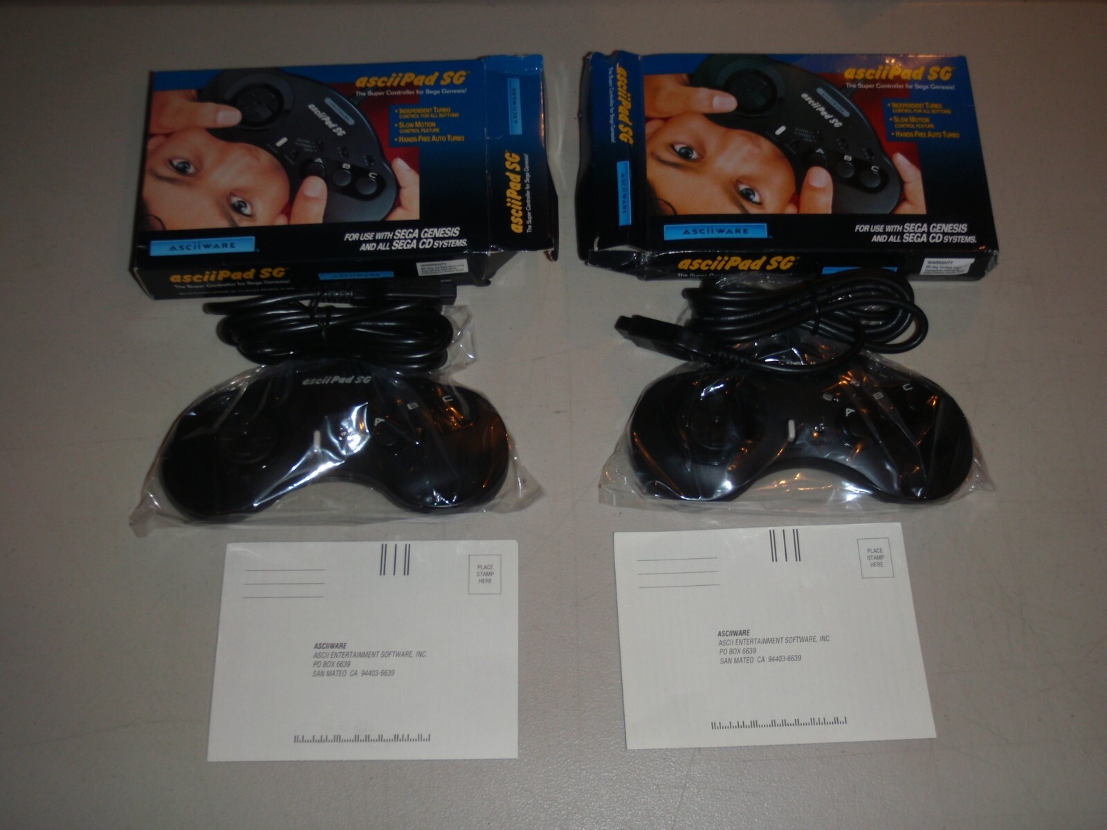 ASCII PAD SG SUPER SIX BUTTON CONTROLLER FOR SEGA GENESIS LOT OF 2 ...