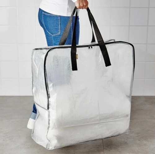 3 IKEA DIMPA STORAGE CLEAR REUSABLE HEAVY DUTY LAUNDRY BAG Moth & Moisture Proof - Picture 3 of 4