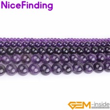 Dark Purple Amethyst Natural Round Gemstone Loose Beads Jewelry Making Strand