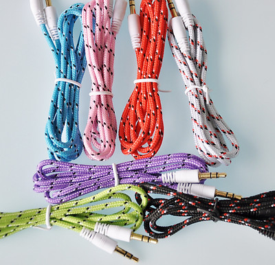 LOT AUX BRAIDED 6FT CABLES FOR iphone 6 4 4s 5 5s ipod mp3 amp car pc stereo mp4