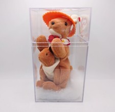 Vtg TY Beanie Babies Kangaroo Baby In Pouch Outfit In Plastic Collector Box 1996