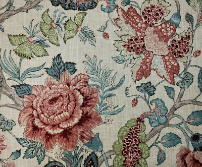 Domenica in Blue Spruce BTY 54'' Wide P Kaufmann Linen / Rayon Jacobean Floral