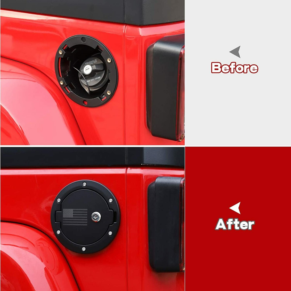 Aluminum Fuel Filler Door Gas Tank Cap Cover W/Key-Black Fits Jeep Wrangler JK E - Foto 4