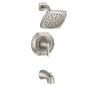Tub Shower Faucet Set Moen Lindor Spot Resist Brushed Nickel