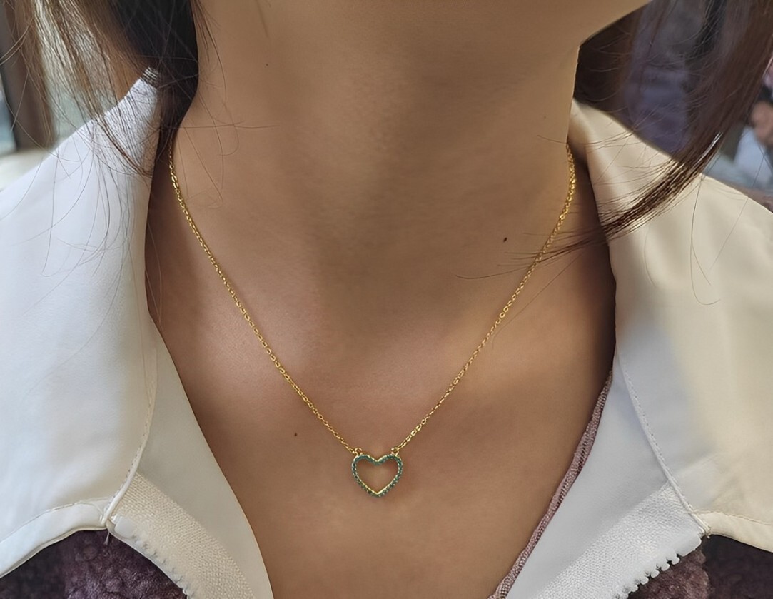 14k Gold Plated Created Turquoise Heart Pendant Necklace – Lobster Claw Closure, Blue, Women's Jewelry 2 thumbnail image