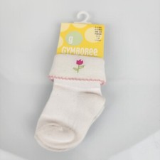 Vintage 2003 gymboree Tip Toe Tulip Layette White Pink Flower Socks 6-12 M NWT