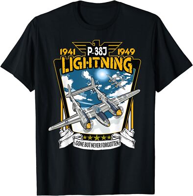 NEW LIMITED World War 2 American P-38 Lightning Fighter Airplane T-Shirts S-3XL