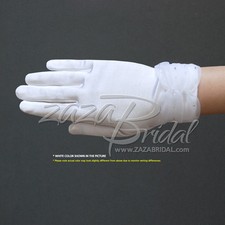 Girl's Satin Gloves with sparkling bugle beads on the Gathered Chiffon Trim