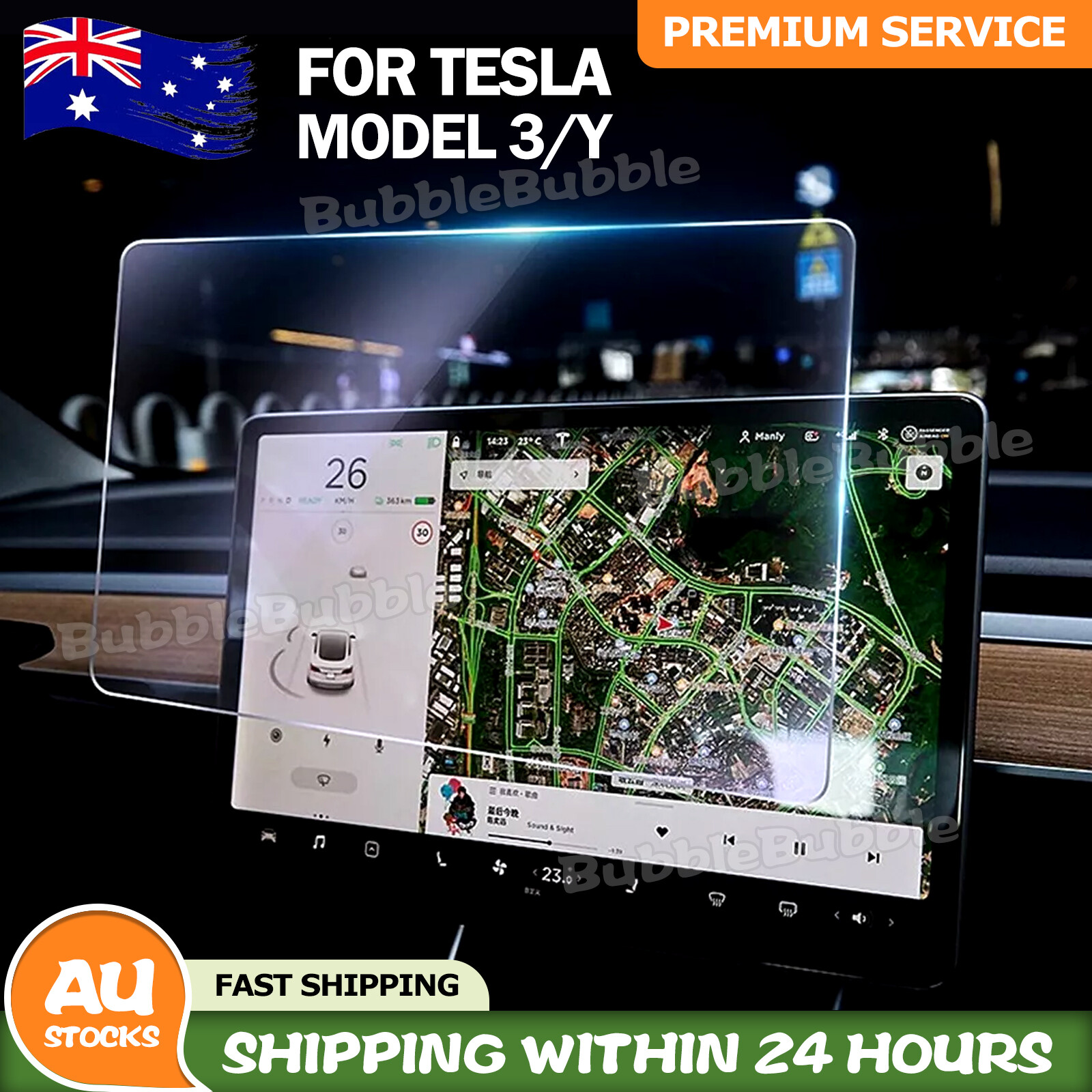 For Tesla Model 3 Y (pre-2024) Touch Screen Tempered Glass Screen Protector HD A