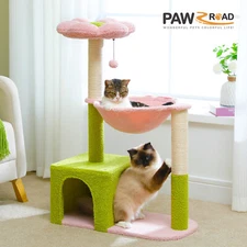 PAWZ Road 35" Flower Cat Tree Tower Scratching Post with Metal Frame Hammock Toy