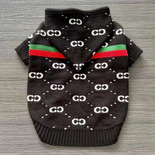 Luxury Fashion Hoodie Sweater Dog Apparel Pet Clothes, High Quality, Black Beige