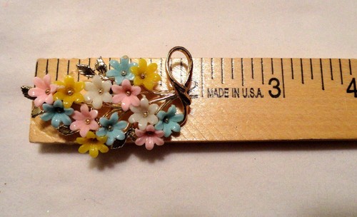 SPILLA VINTAGE FIORE PASTELLO TONO ORO - Foto 5 di 5