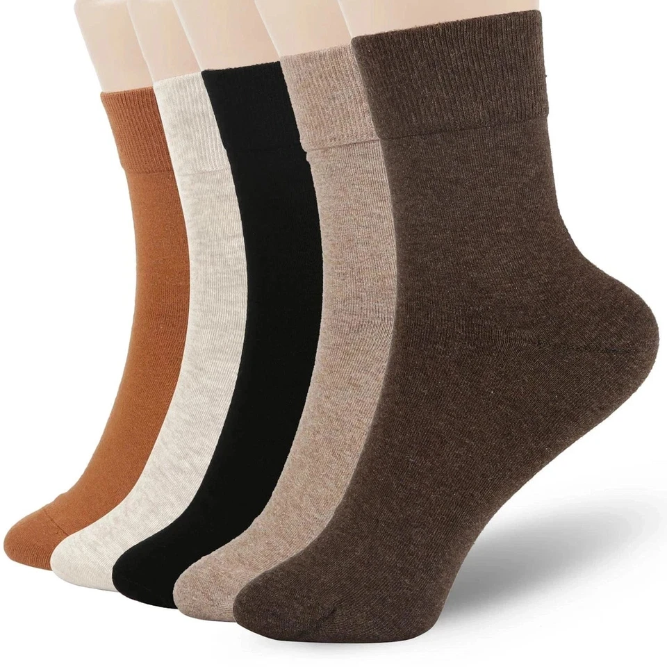 FGZ 5 PAIRS 90% Cotton Above Ankle Bootie Soft Grip Seamless Crew Socks UK Size 4-9