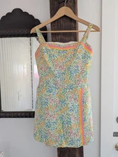 Vintage NWT Gabar Playsuit, 1960's, Flower Power Print! Groovy! Vtg Size 18, M