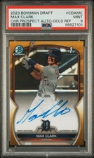 2023 Bowman Draft Max Clark Chrome Auto Gold Refractor 1st #/50 Tigers PSA 9
