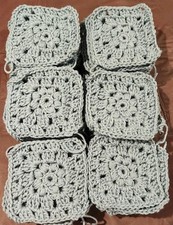 Lot of 20 5" Granny Squares Canal Blue Daisy Center for Pillows Bags Scarves