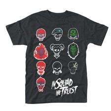 Camiseta Plastic Head Para Hombre Escuadrón Suicida en Caras de Escuadrón XL Negra