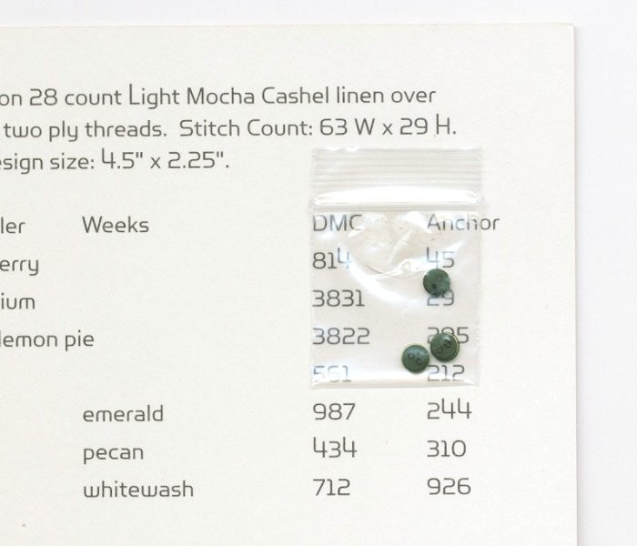 Lizzie Kate A BIT OF DECEMBER Cross Stitch Leaflet w/ Buttons winter / Christmas