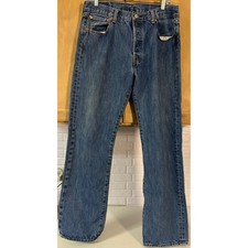 Levis 501 Original Fit Jeans Mens 34x32 Blue Straight Leg Button Fly