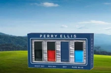 PERRY ELLIS 4-Piece Discovery Set NIGHT, RED, SKY & PURE BLUE Cologne Spray NEW