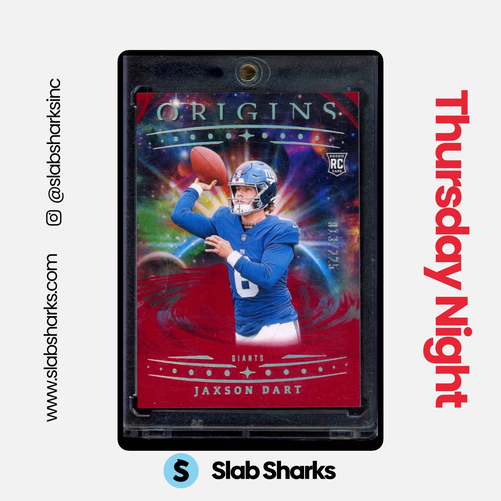 2025 Panini Origins Football - Red /225 Rookie (RC) Jaxson Dart #145 - NY Giants