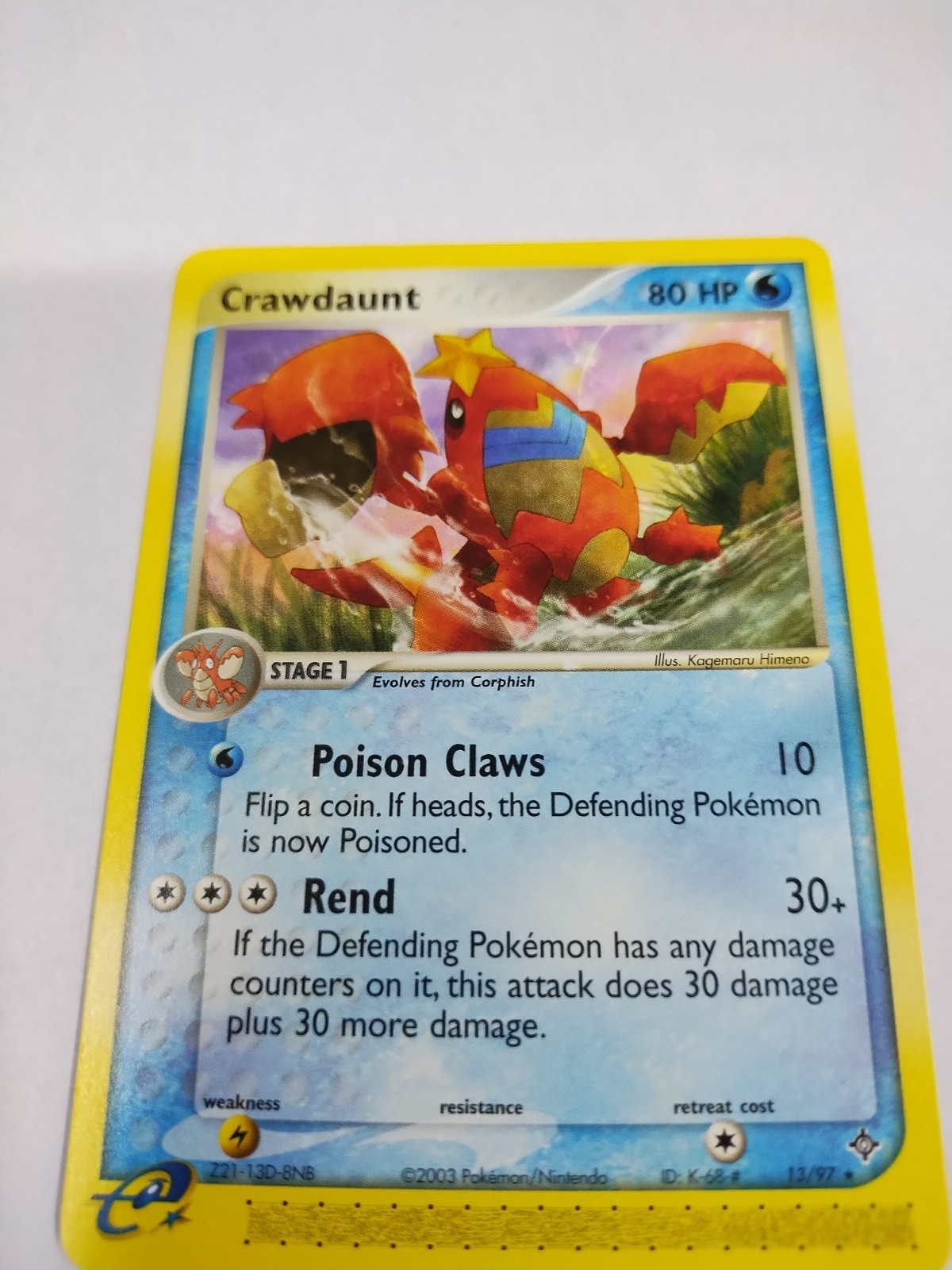 MINT Crawdaunt 13/97 Dragon Pokemon Invest Vintage
