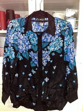 Vintage Bob Mackie Wearable Art Xs 100 Silk Beaded Floral Blouse Shirt