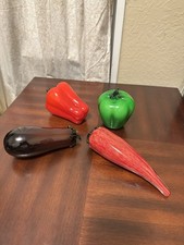 Vintage Murano Style Art Glass Hand-Blown Fruit and Vegetables Lot 4 piece set