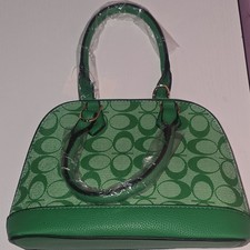 Womens Green Geometric Dome Satchel Top Handl...