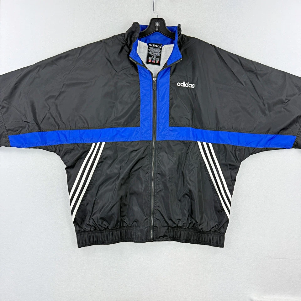 ADIDAS Vintage Deadstock Windbreaker Full Zip Jacket Size XL Mens Black/Blue - Image 4 of 4