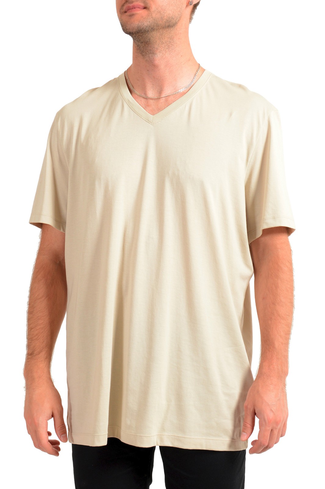 Мужская футболка Hugo Boss Tilson55 телесно-бежевого цвета с V-образным вырезом и коротким рукавом US 3XL IT 58 9390₽