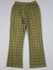Vintage 70s Sears Green Plaid Pants Womens Sz 25x28
