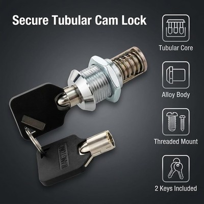1 Set Toolbox Lock with Keys, Tubular Lock and Key Set, Tool Box Replacement