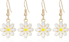 2 Pair Daisy Earrings for Women Flower Earrings Bohemian Cute Sunflower Small Da