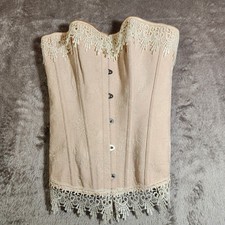 Corset Over Bust Small Lace Brocade Peach Pink Pastel Victorian Boned Bustier