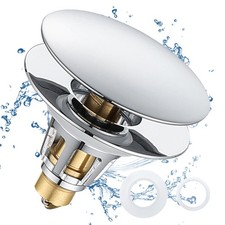 Universal Bathroom Sink Stopper, 1.1 1.5" Drain Full Chrome