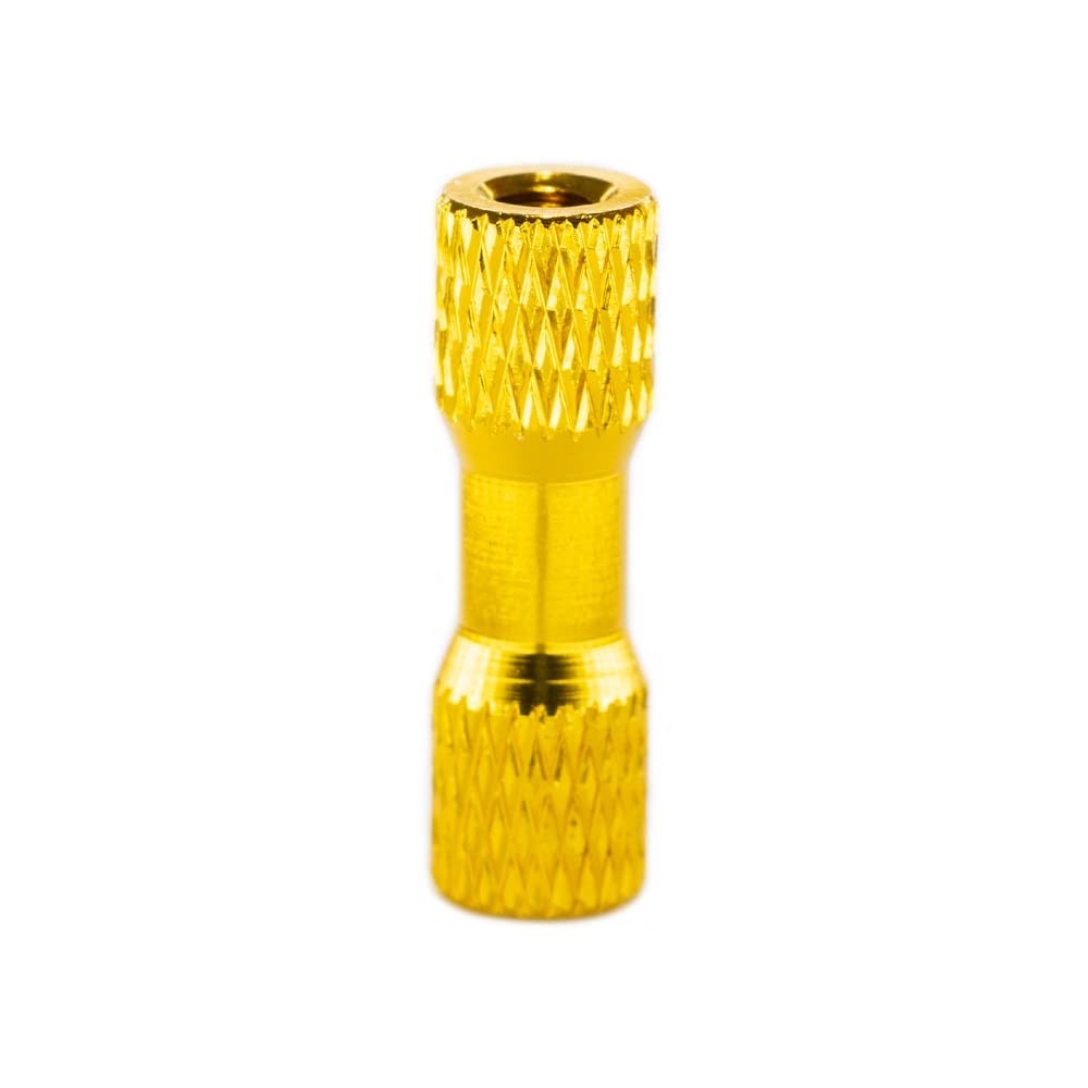 [12PCS] 20mm M3 Knurled Aluminum Standoff, Wide Head Column 20mm, Golden