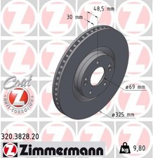 2x Bremsscheibe COAT Z ZIMMERMANN 320.3828.20 für KIA SORENTO 4 MQ4 MQ4A GDi AWD