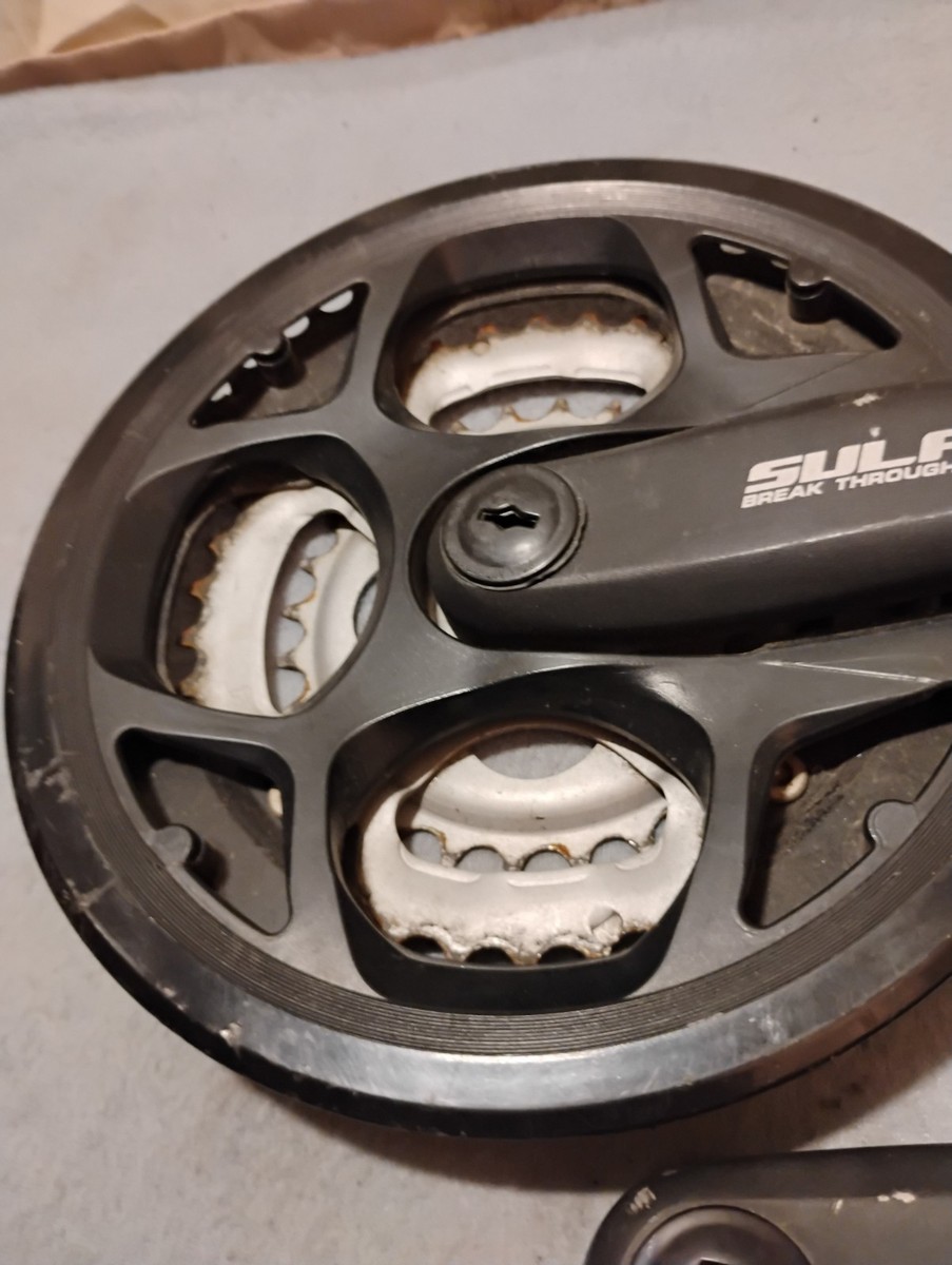 Pédalier Triple Plateau Sulane 48/38/28 - Bras 170mm - Pour VTT - Occasion Avec Garantie 1 An