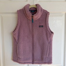 Patagonia Gilet Bambina L (12) Beige Pile Profondo Full Zip Tasche Esterno