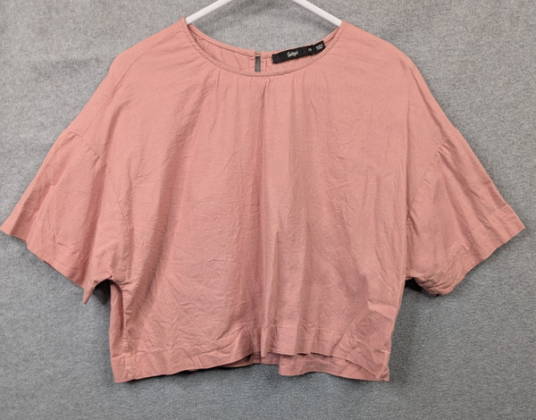 Sportsgirl Top Womens 12 Pale Pink Linen Viscose Blend Cropped Casual Career