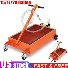 15/17/20 Gallon Oil Drain Pan with Manual/ Electric Pump & Hose Low Profile Cart