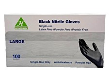 Black Nitrile Gloves Large  XL 100ct Disposable Latex Free Powder Free