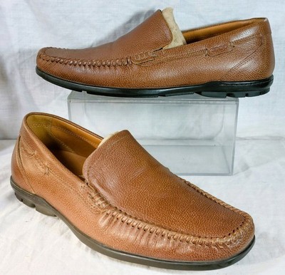 Ecco Herren Hellbraun Leder Slipper Mokassin Halbschuhe Schuhe Größe UK 8 HERVORRAGENDER ZUSTAND