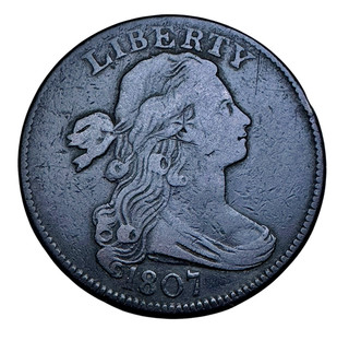 US 1807 Draped Bust Large Cent Better Date Early Copper Penny Fine