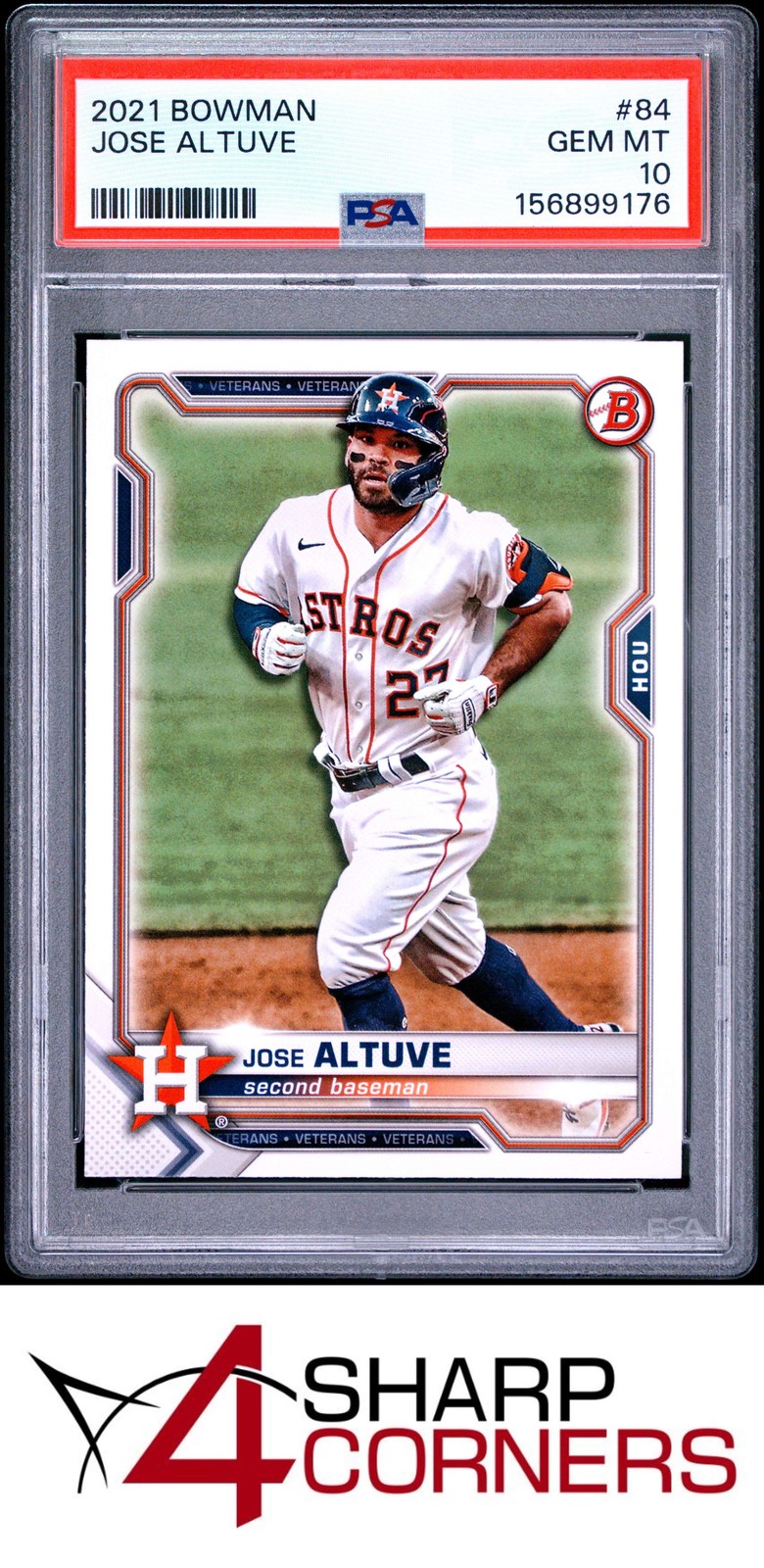 2021 BOWMAN #84 JOSE ALTUVE POP 4 PSA 10