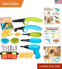 Kids Cardboard Construction Tool Set with Electric Drill  Tool Belt -258PCS,...