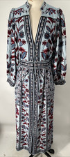 Farm Rio Women's Marcelle Soft Blue Long Sleeve Maxi Dress Size Small #MD1578