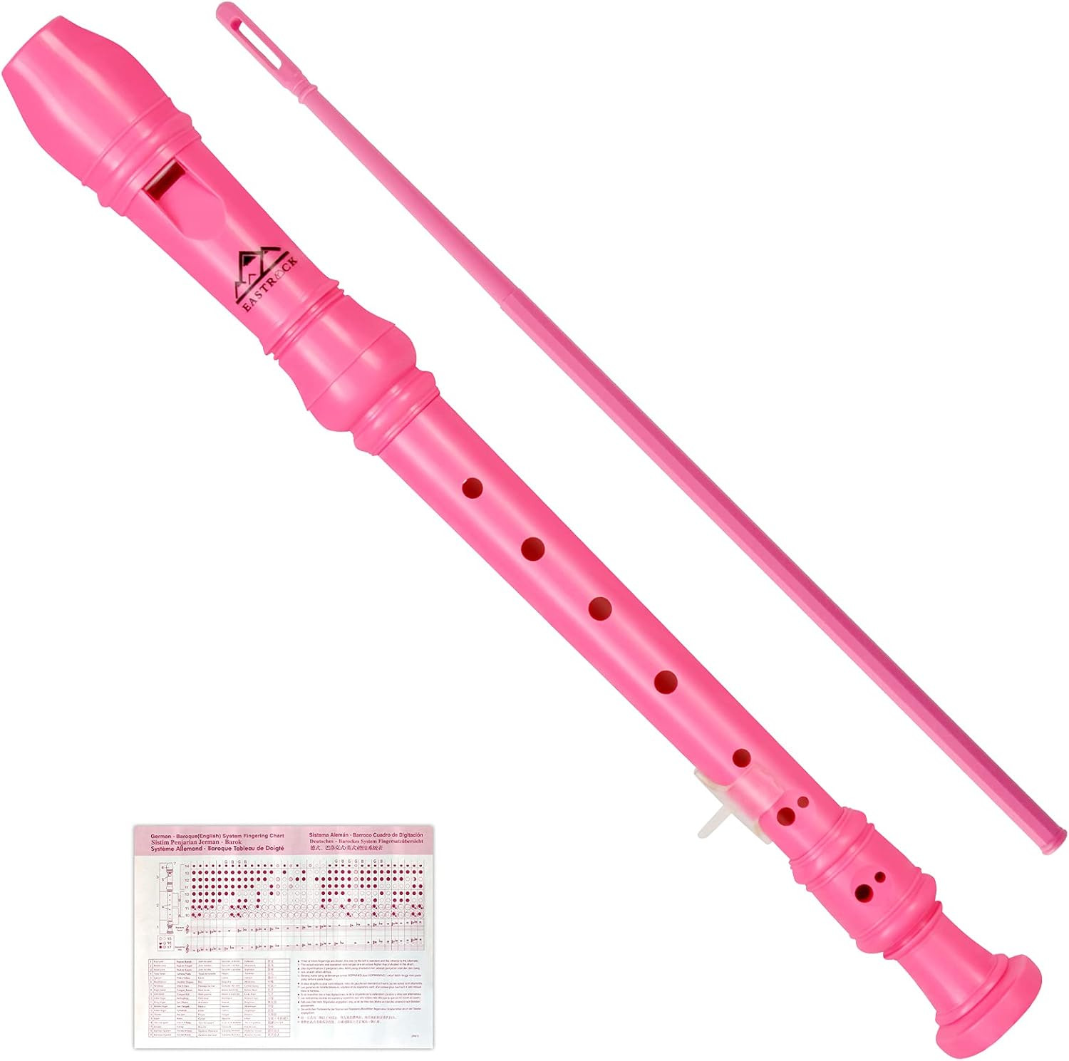 Instrument German Style Soprano Recorder Pink 3 Pieces For Beg